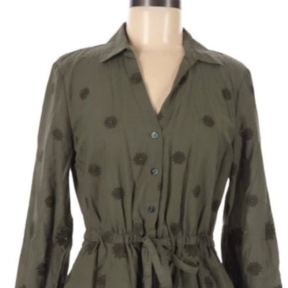 Maison Jules Embroidered Green Floral Eyelet Dress M - Picture 2 of 6